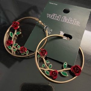 Rose hoop earrings